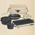 Preseasoned Cast Iron Outdoor BBQ Camping Set with Tripod